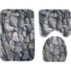 3 Pieces Set Of Bathroom Shower Mats + Foot Bath Mats Mats + Toilet Seat Cover. Non-Slip Shower Curtain Mat - The Underwater World (Rock)