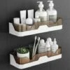 Set Of 2 Bathroom Organizers Shower Wall Mounted Shower Holder Kitchen Organizer And Storage Bathroom Wall Adhesive Shower
