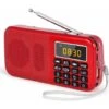 Portable Radio, FM Radio With Large Capacity Rechargeable Battery (3000mAh), MP3 / SD / USB / AUX Support,Red