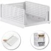Stackable Clothes Storage Basket Organizer Sliding Wardrobe Drawer Shelf DIY Divider Separator Desk Container For Wardrobe Closet Kitchen Bathroom Office (White)