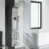 Bathroom Shower Panel Tower System LED Stainless Steel With 5 Function Shower Head Handheld Shower Massage Jets Brushed Nickel